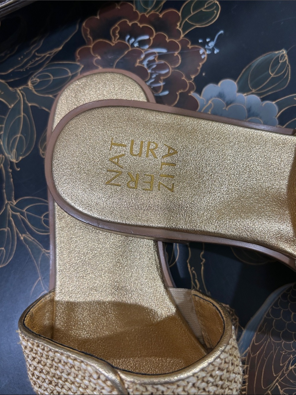 Woven Metallic Slide Sandals - Gold - Picture 2 of 3